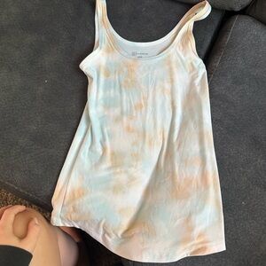 No Boundaries Women's Pastel Tie-Dye Scoop Tank - Peach & Light Blue